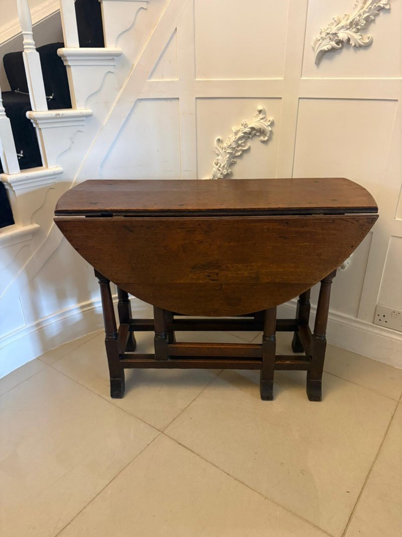 Antique 17th Century Oak Gateleg Drop Leaf Dining / Supper Table